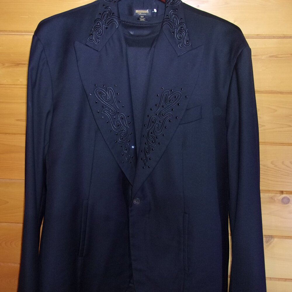 Vintage Manuel Couture Black Silk Blazer Size 50T –  Swarovski Crystals